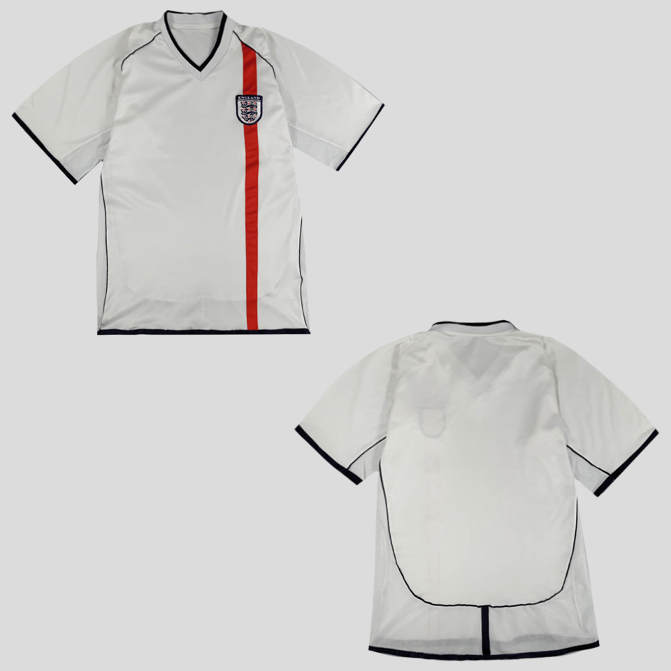 잉글랜드 실버 레드 파이프라인 브이넥 2002 영국 국대 홈킷 유니폼 져지 반팔 티셔츠 L