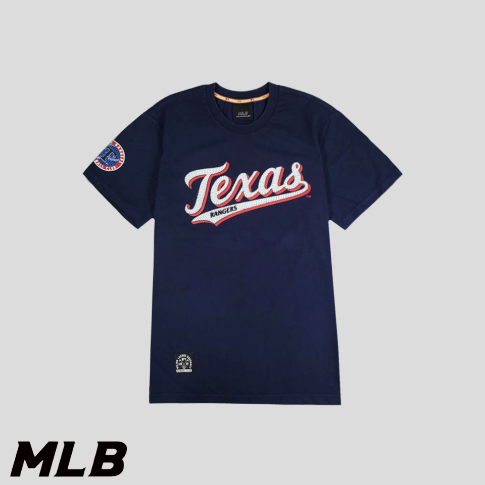 MLB 엠엘비 피그먼트 네이비 텍사스 레인저스 프린팅 코튼 혼방 반팔 티셔츠 M
