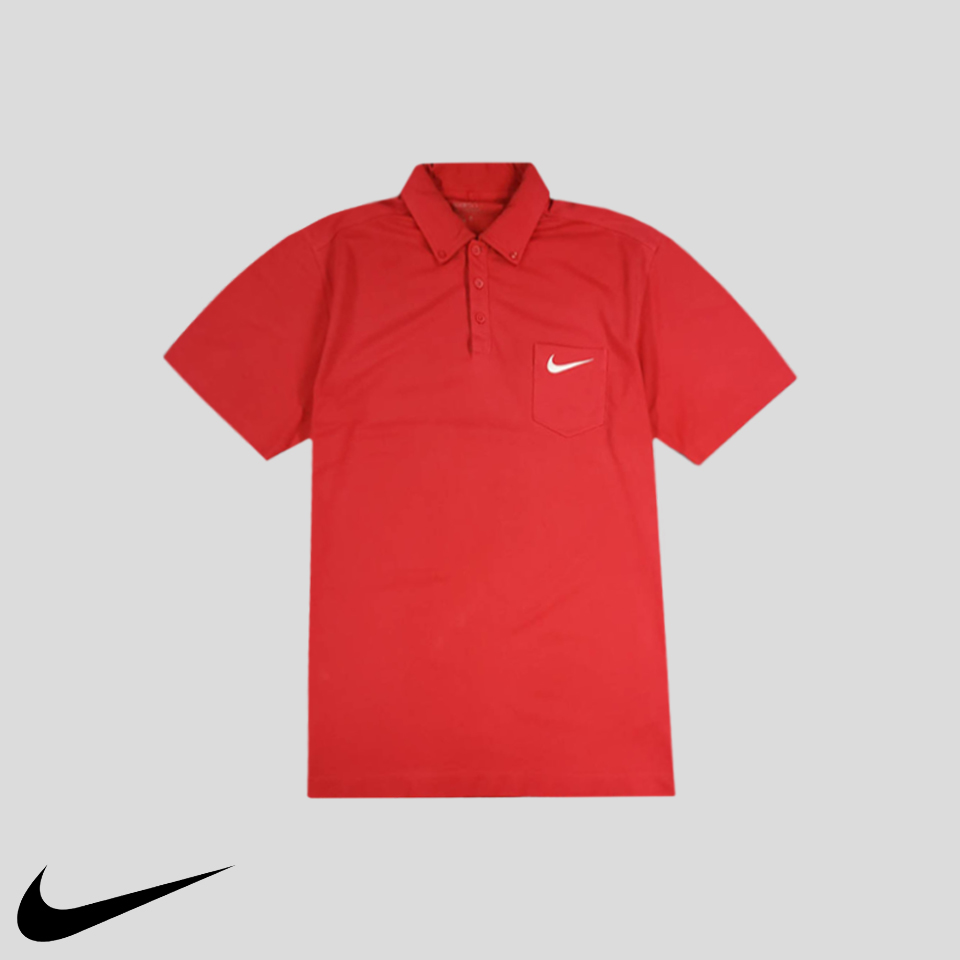 나이키 골프 레드 드라이핏 코튼혼방 PK 피케 카라넥 버튼다운 반팔 티셔츠 XL