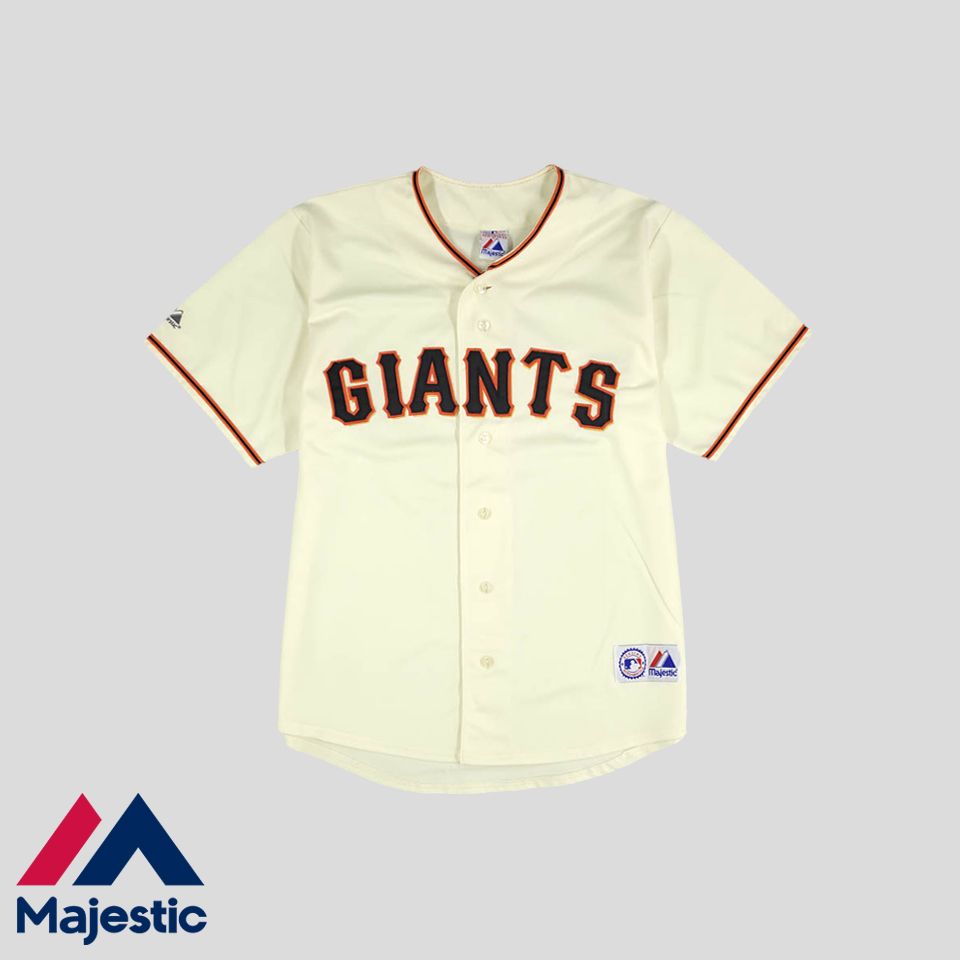 마제스틱 90s 라이트 옐로우 샌프란시스코 자이언츠 논마킹 야구져지 레플리카 유니폼 반팔셔츠 하프셔츠 2XL